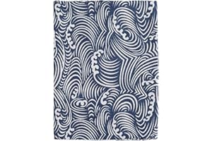 SUPERFINDINGS Book Cover Sleeve A5 Paperback Book Protector with Japanese Wave Midnight Blue Book Sleeve Washable Book Cover Fabric Novel Book Sleeve for Book Lovers 14.9x21.8cm