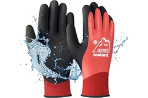 OriStout Guanti da Lavoro Uomo Donna Touch Screen Guanti Impermeabili Guanti Termici Invernali Guanti Da Giardino Freddo Rosso Medi