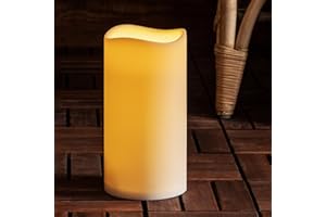 Lights4fun Large Outdoor Waterproof Flameless LED Pillar Candle Battery Operated with Timer 22.5cm