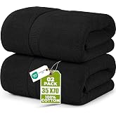 Utopia Towels - Pack of 2 Large Bath Towels (90 x 180 cm) - (Black) | Ring Spun Cotton Extra Large Bath Towels - Soft, Fluffy