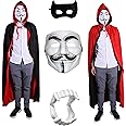 Kaku Fancy Dresses Dracula Reversible Cape With Vampire Teeth & Mask For Kids | Halloween Costume Set for Boys & Girls | Vampire Cloak For Kids