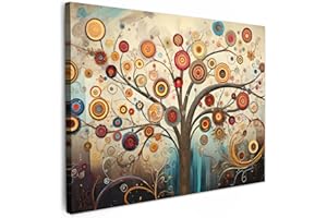 MuchoWow© Impression sur Toile Photo Peinture 40x30 cm Tableau Decoration Murale Chambre Salon Maison Deco Cuisine Arbre de vie - Hippie - Art - Arbre - Spirituel - Abstrait