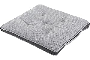 Alphadeco Sitzkissen mit Zigzag Webmuster - 100% Baumwolle (170g/m2) - Stuhlkissen mit Tragegriff (45x45x3, Grau)