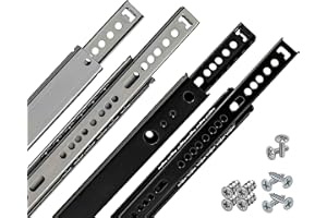 Neuhall Schubladenschienen 27mm Länge: 310mm (2 Stück) Stahl Schienen für Schubladen Teilauszug Schubladenauszug Kugelauszug Schubladen Schienensystem Auszugschienen inkl. Schraubenset