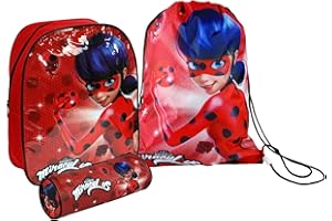 ZAG Heroez® Miraculous Ladybug Back to School Sets in Backpack, Messenger, Trainer Bag, Lunch Sets, Bottle & Pencil Case (3PC Set: Backpack, Trainer Bag & Pencil Case)
