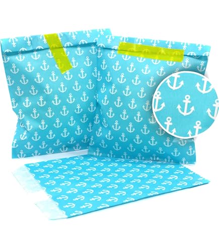 Logbuch-Verlag 24 Kleine Fische Papiertüten – Blaue Gastgeschenktüten 9x15x3,5 Cm