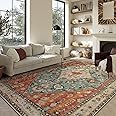 Lahome Boho Tribal Area Rug - 9x12 Large Dining Room Rug Soft Living Room Mat, Vintage Washable Indoor Floor Throw Carpet for Bedroom Powder Room Nursery Playroom Home Office Apartment Decor,Rust
