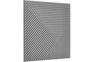 NOVECRAFTO Pannelli Murali 3D con Adesivo Incluso - 6 Fogli che Coprono 1,5 m²| Pannelli Decorativi 3D Parete | Piastrelle Murali Design Linea Chevron in Grigio - Ogni Pannello 3D Parete Misura 50cm x 50cm