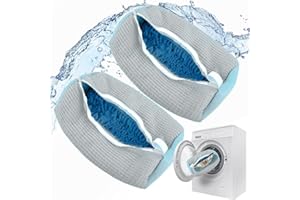 Atsmoce®2 Pcs Scarpe Lavanderia Sacchetto, Scarpe Borse per Bucato con Cerniera, Borsa per il Lavaggio delle Scarpe, Borsa per Lavare le Scarpe per Lavatrice, Riutilizzabile (Grigio)