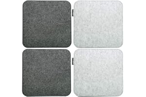 DuneDesign 4 Cojines de Fieltro para Sillas 35x35cm Cuadrado 8mm 2-Colores Gris