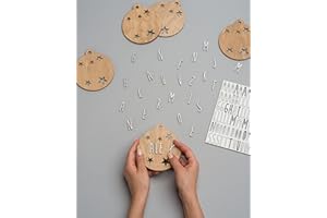 WONDEE Bolas Navidad Personalizadas, Pack 5 Bolas de Navidad para Personalizar con Nombre en Casa con la Familia (Incluye Kit Letras y Cuerda), Adornos Navideños Personalizados Originales, Ecológico