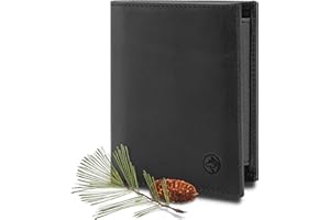 Wolfstrøm Geldbörse Herren Damen Leder Klein Münzfach RFID Hochformat 'Svåla' – Mini Portemonnaie, Slim-Wallet NFC Karten Schutz Dünn – Kleine Brieftasche, Portmonee, Geldbeutel Männer – Schwarz