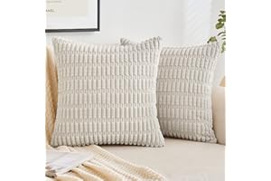 EMEMA Kordsamt Kissenbezüge Dekorative Sofakissen Moderne Kissenhüllen 45x45 cm Dekokissen Weicher Zierkissenbezug für Wohnzimmer Sofa Schlafzimmer 2er Set Beige