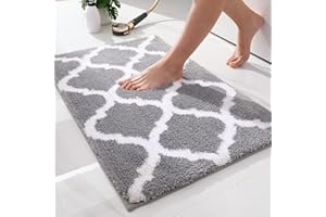Homaxy Antypoślizgowy dywanik łazienkowy, nadaje się do prania, wysokie runo, puszysty dywanik łazienkowy, z mikrofibry, 50 x 76 cm, szary