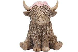 THE LEONARDO COLLECTION Lesser & Pavey Happy Highland, Highland Cow Flowers Figurines Statues For Home Decor | Ideal Ornaments Friendship Gifts For Women & Men | Lovely Table Centerpiece & Living Room Accessories