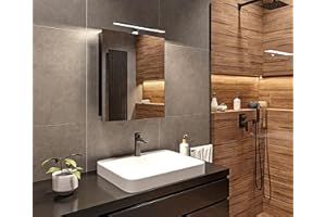 ‎HAJDUK FURNITURE Szafka Łazienkowa LED Czarny Mat Wisząca z Lustrem - 50x60x14 cm - Funkcja cichego domykania - Szafka ścienna z oświetleniem LED 4000 k do łazienki Wodoszczelność IP44