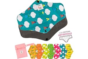 BEAR DESIGN&CO Assorbenti Ecologici Lavabili con Sistema Antiscivolo, in Fibra di Bamboo, Salvaslip Igienici Riutilizzabili, Set da 7pz, Antibatterici, Antiodori e Impermeabili… (Assorbenti Standard)