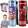 2Pcs Children's Christmas Torches, PAW Patrol and Spiderman LED Torch, Super Bright LED Aluminium Torches, Nightlights with Lanyard for Travel, Kids Xmas Flashlights Gift 3+ Years Size - 8.7cm