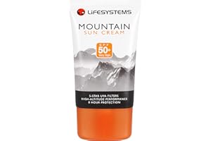 Lifesystems Mountain Crème Solaire SPF 50 5 étoiles Protection UVA Haute résistance à la Transpiration pour Le Ski ou l'alpinisme Blanc