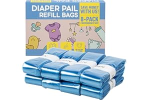 ARCADIA 8 x Ricarica Mangiapannolini di Plastica Compatibili con Maialino Tommee Tippee - Foppapedretti - Litter Locker - AngelCare Ottagonale e con Tutti i Tipi di Ricariche Sacchetti Mangiapannolini (8)