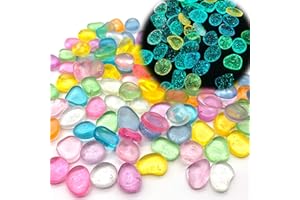 DHER 100 Stück Große Leuchtende Steine, Leuchtet im Dunkeln kieselsteine Bunte Leuchtende Steine Bunte Garten Aquarium Leuchtende Kieselsteine, 2 CM Harz Leuchtende Steine (Sternenlicht)