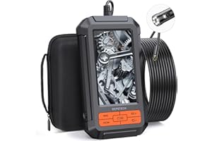 DEPSTECH Endoskopkamera mit Licht, Dual Lens Industrie Endoskop 1080P Digitale Inspektionskamera, IP67 wasserdichte 7,9mm Sonde Rohrkamera Kanalkamera 5m Kamerakabel, 32GB TF Karte, Tragetasche