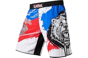LAFROI Mens Boxing Shorts Jiu Jitsu MMA Cross Training Fighting Trunks Activewear with Drawstring-QJK06