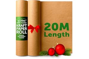 Kraft & Co Recycled Kraft Wrapping Paper Roll – 80gsm Durable Tear-Resistant Gift Wrap, Eco-Friendly, Recyclable & Biodegradable – All-Occasion Wrapping Paper (Brown)