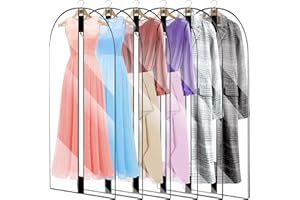 PWSAP 6PCS Housses de Vêtements avce Zip, 60CMX140CM Voir à Travers Anti Poussière Etanche Mite Humidité, Anti-Poussière Housses de Protection pour Chemise Costumes Manteaux Clothes Covers Sac de Vêtement