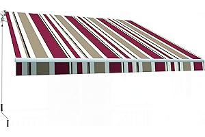 SMARTSUN Toldo Exterior Enrollable 4x2,5 Burdeos Poliéster – Lona Protección Solar UV - Estructura de Aluminio – Regulable en Inclinación – Manivela Incluida – Completo Manual Retráctil Terraza Jardín Balcón