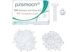 Pzsmocn 200 Stück / 100 Sätze M4 PC Klares Acryl Schrauben und Muttern-Kit. M4 * 20 mm Kunststoffschraube PC Durchsichtiges Acryl Kreuz Handfeste Runde Schraube und M4-Sechskantmutter-Kit.