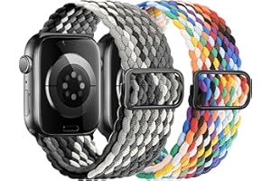 HalfYue Pleciony pasek Solo Loop kompatybilny z Apple Watch 42 mm, 44 mm, 45 mm, 49 mm, dla mężczyzn/kobiet, elastyczny nylonowy pasek do iWatch Series 9/8/7/6/5/4/3/2/1/Ultra2/SE, 2 sztuki