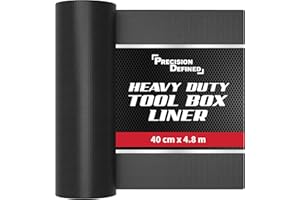 PRECISION DEFINED PD Tool Box Liner Professional Grade, 16" x 16 ft (40cm x 4.8m), Black | Non Slip Matting Roll, Tool Box Drawer Liner for Tool Drawer and Tool Cabinets, Toolbox Liners, Anti Slip Mat Roll