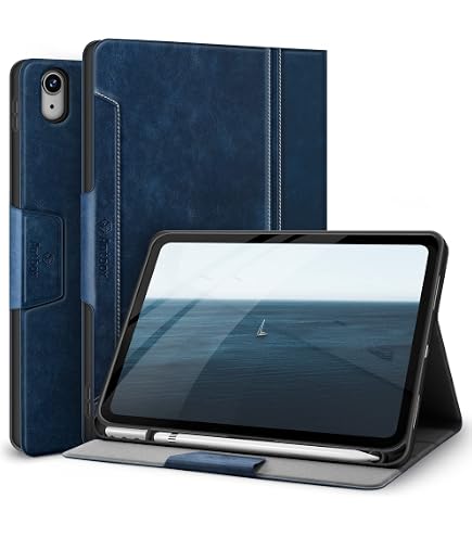 AsileCuir Custodia Cover per iPad A16 & iPad 10 Generazione, Marrone Scuro | Portapenna, Tasca, Cover Protettiva, Pelle PU, Chiusura Magnetica, Multi Angolo Supporto, Auto Sveglia/Sonno