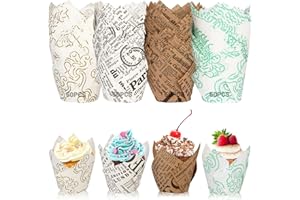 LUZOON 200 Piezas Tazas de Papel de Pastel de Tulipán a Prueba de Grasa De Muffin para Hornear Cupcakes y Magdalenas, Cafeterías, Pastelerías, Bodas, Fiestas de Cumpleaños (200 Piezas ②)
