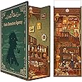 Tonecheer DIY Book Nook Kit - 3D Wooden Puzzle for Adults, Miniature House with Dust Cover Booknook Bookshelf Insert Decor with LED Lights Unique (Violin Detective Agency)