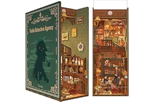 Tonecheer Book Nook Kit, Puzzle 3D in Legno fai da te Libro Nook Miniature da Costruire Modellismo da Costruire Adulti, Regalo decorativo per inserto per libreria con LED (Violin Detective Agency)