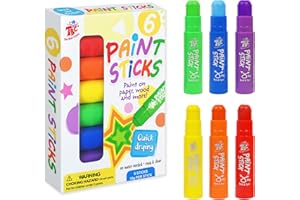 TBC THE BEST CRAFTS TBC Lot de 6 bâtons de peinture lavables pour enfants - Non toxiques - Pour adolescents, garçons, filles, adultes - Peinture sur papier, bois, verre, céramique et toile