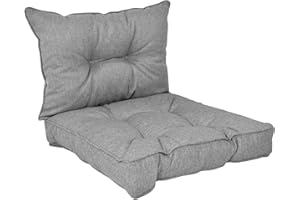 ‎POKAR POKAR Loungekissen Stuhlkissen für Stuhl Rattanmöbel Gartenmöbel Kissen, 2er Set (1x Sitzkissen 60x60x10 cm + 1x Rückenlehne 60x40x10 cm), Grau