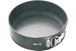 MasterClass KCMCHB45 Forma do ciasta z luźną podstawą i powłoką zapobiegającą przywieraniu PFOA, wytrzymała stal węglowa 1 mm, 30 cm, bardzo duża okrągła patelnia, szara