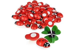Robin Goods® 60x Glückskäfer aus Holz - Selbstklebende Marienkäfer - Aufkleber zum Basteln - Glücksbringer - Bastelzubehör (60 Stück - rot/schwarz)