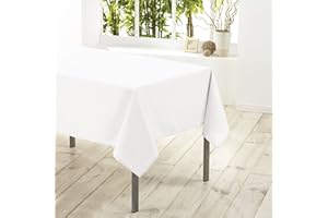Douceur D'Intérieur - 1720218, Tovaglia Rettangolare , 140 X 300 Cm , Essentiel , Poliestere Unito , Bianco