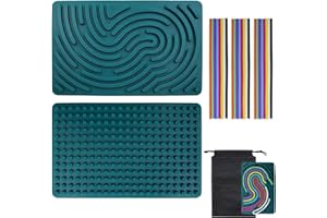 VAIGU:OA Sensorik Activity Board - Silikon Sensory Activity Board, ADHD Aktivitätsboard, Ruhiges Reise-Spielzeug mit Kordelzugbeutel und 24 Strings für Kinder ab 3+ und Erwachsene Ideal zur Stress und Autismus