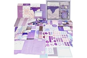 ROEOWENE 410 PCS Scrapbooking Kit Aesthetic Scrapbooking Accessori DIY Scrapbook Adesivi Vintage Stickers Journal Junk Journaling Kit Regalo per Donne Adolescenti Compleanno Natale-Viola