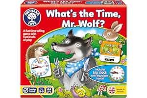 Orchard Toys What's The Time, Mr Wolf Game, Educational Game for Children Aged 5-9, Two Ways to Play, Teaches Time Telling Skills, Includes Moveable Clockface, Learning Made Fun