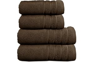 Sedalinne - Juego de Toallas de Baño Completo 500 Gr Liso - Toallas Baño Grandes y Pequeñas Rizo 100% Algodón - Pack (2 Lavabo + 2 Ducha) - Alta Absorción - Toalla Algodon - Marrón
