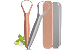 Milifox 2pcs Rape Langue pour Adulte,Gratte Langue Inox Avec éTui de Rangement,Adapté à Usage Quotidien à Maison et en Voyage.Assure Nettoyage en Profondeur pour Une Haleine FraîChe,Or and Argent