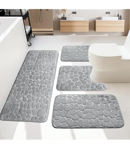 Set Tappeti Da Bagno 4 Pezzi | Super Assorbenti E Antiscivolo | Lavabile In Lavatrice | Per Casa, Hotel O Dormitorio