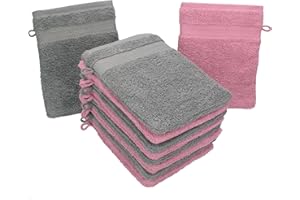 Betz Lot de 10 Gants de Toilette Taille 16x21 cm 100% Coton Premium Couleur Vieux Rose, Gris Anthracite