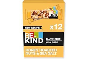 FOODIST BE-KIND Barretta al Gusto di Mandorle Tostate, Miele e Sale Marino, Snack senza Glutine, 1 Confezione x 12 Barrette da 40 g